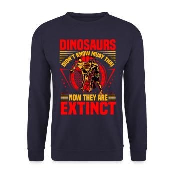 Dinosaurier kannten Muay Thai nicht, jetzt sind sie es - Unisex Pullover - Navy - Vorne - Alina (178cm) & Michal (187cm)