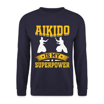 Aikido ist meine Superkraft - Unisex Pullover - Navy - Vorne - Alina (178cm) & Michal (187cm)