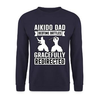 Aikido Papa Schlafenszeitkämpfe anmutig umgeleitet - Unisex Pullover - Navy - Vorne - Alina (178cm) & Michal (187cm)