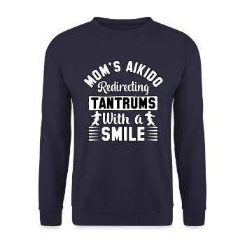 Mamas Aikido lenkt Wutanfälle mit einem Lächeln ab - Unisex Pullover - Navy - Vorne - Alina (178cm) & Michal (187cm)