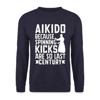 Aikido because kicks are so last century - Unisex Sweatshirt - navy - Front - Alina (178cm) & Michal (187cm)