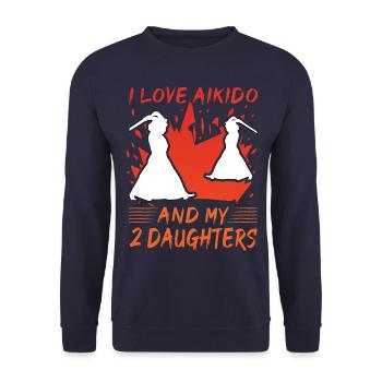 I love Aikido and my 2 Daughters - Unisex Sweatshirt - navy - Front - Alina (178cm) & Michal (187cm)