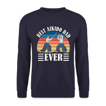 Best Aikido Dad Ever - Unisex Sweatshirt - navy - Front - Alina (178cm) & Michal (187cm)