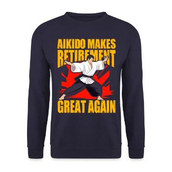 L’aïkido redonne sa grandeur à la retraite - Sweat-shirt Unisexe - marine - Devant - Alina (178cm) & Michal (187cm)