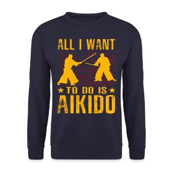 Alles, was ich machen will, ist Aikido - Unisex Pullover - Navy - Vorne - Alina (178cm) & Michal (187cm)