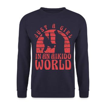 Nur ein Mädchen in einer Aikido-Welt - Unisex Pullover - Navy - Vorne - Alina (178cm) & Michal (187cm)