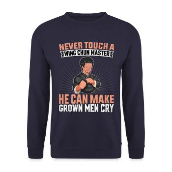 Never touch a Wing Chun Master he can make grown - Unisex Sweatshirt - navy - Front - Alina (178cm) & Michal (187cm)