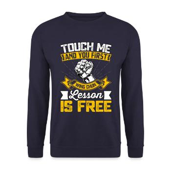 Touch me and your first Wing Chun lesson is free - Unisex Sweatshirt - navy - Front - Alina (178cm) & Michal (187cm)