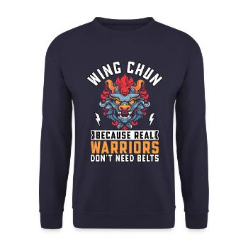 Wing Chun because real Warriors don't need belts - Unisex Sweatshirt - navy - Front - Alina (178cm) & Michal (187cm)