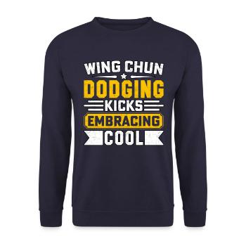 Wing Chun dodging kicks embracing cool - Unisex Sweatshirt - navy - Front - Alina (178cm) & Michal (187cm)