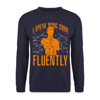 I speak Wing Chun fluently - Unisex Sweatshirt - navy - Front - Alina (178cm) & Michal (187cm)
