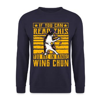 Wenn Sie dies lesen können, befinden Sie sich in Reichweite von Wing Chun - Unisex Pullover - Navy - Vorne - Alina (178cm) & Michal (187cm)