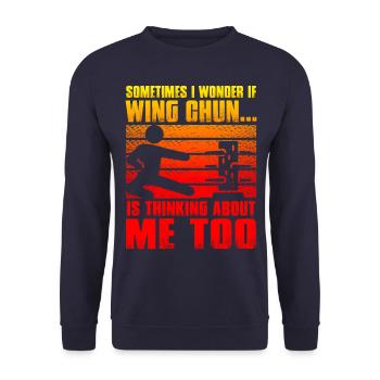 Sometimes I wonder if Wing Chun is thinking about - Unisex Sweatshirt - navy - Front - Alina (178cm) & Michal (187cm)