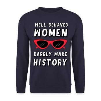 Gut erzogene Frauen schreiben selten Geschichte - Unisex Pullover - Navy - Vorne - Alina (178cm) & Michal (187cm)