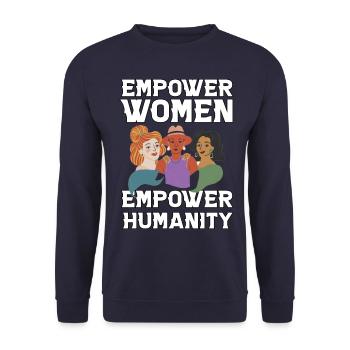 Empower women empower humanity - Unisex Sweatshirt - navy - Front - Alina (178cm) & Michal (187cm)