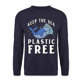 Halten Sie das Meer plastikfrei - Unisex Pullover - Navy - Vorne - Alina (178cm) & Michal (187cm)