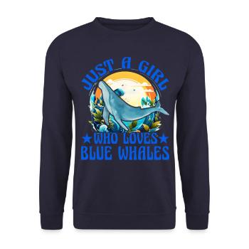 Nur ein Mädchen, das Blauwale liebt - Unisex Pullover - Navy - Vorne - Alina (178cm) & Michal (187cm)