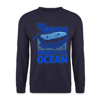 Rettet die Blauwale, schützt den Ozean - Unisex Pullover - Navy - Vorne - Alina (178cm) & Michal (187cm)