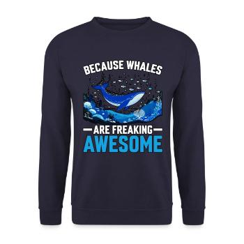 Weil Wale verdammt geil sind - Unisex Pullover - Navy - Vorne - Alina (178cm) & Michal (187cm)