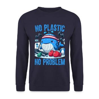 Kein Plastik, kein Problem - Unisex Pullover - Navy - Vorne - Alina (178cm) & Michal (187cm)