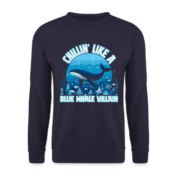 Chillen wie ein Blauwal-Bösewicht - Unisex Pullover - Navy - Vorne - Alina (178cm) & Michal (187cm)