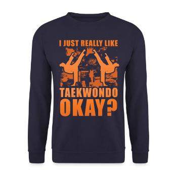 J’aime vraiment le taekwondo, d’accord ? - Sweat-shirt Unisexe - marine - Devant - Alina (178cm) & Michal (187cm)