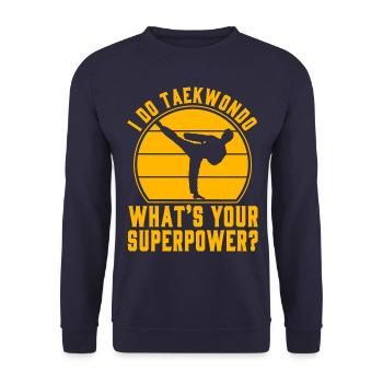 Je fais du taekwondo, quel est ton superpouvoir ? - Sweat-shirt Unisexe - marine - Devant - Alina (178cm) & Michal (187cm)
