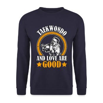 Taekwondo and love are good - Unisex Sweatshirt - navy - Front - Alina (178cm) & Michal (187cm)