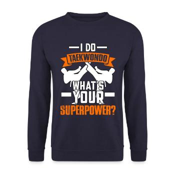 Je fais du taekwondo, quel est ton superpouvoir ? - Sweat-shirt Unisexe - marine - Devant - Alina (178cm) & Michal (187cm)