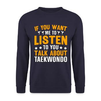 Si tu veux que je t’écoute parler de - Sweat-shirt Unisexe - marine - Devant - Alina (178cm) & Michal (187cm)