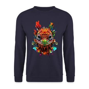 Axolotl - Unisex Pullover - Navy - Vorne - Alina (178cm) & Michal (187cm)