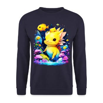 Axolotl - Unisex Sweatshirt - navy - Front - Alina (178cm) & Michal (187cm)