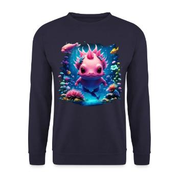 axolotl - Sweat-shirt Unisexe - marine - Devant - Alina (178cm) & Michal (187cm)