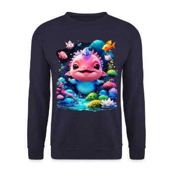 axolotl - Sweat-shirt Unisexe - marine - Devant - Alina (178cm) & Michal (187cm)