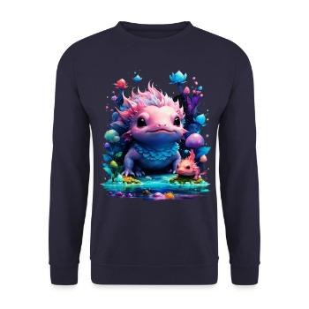 axolotl - Sweat-shirt Unisexe - marine - Devant - Alina (178cm) & Michal (187cm)