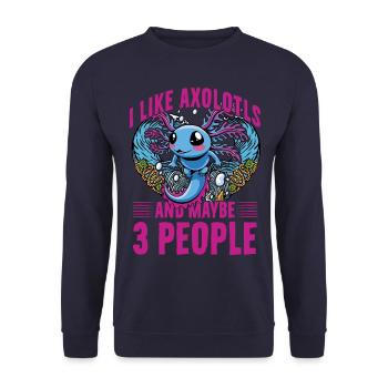 J’aime les axolotls et peut-être 3 personnes - Sweat-shirt Unisexe - marine - Devant - Alina (178cm) & Michal (187cm)