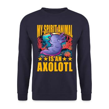 Mon animal spirituel est un axolotl - Sweat-shirt Unisexe - marine - Devant - Alina (178cm) & Michal (187cm)