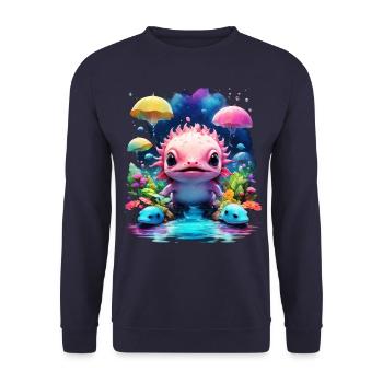 Axolotl - Sweat-shirt Unisexe - marine - Devant - Alina (178cm) & Michal (187cm)