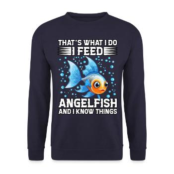 Das ist es, was ich tue, ich füttere Kaiserfische und ich weiß - Unisex Pullover - Navy - Vorne - Alina (178cm) & Michal (187cm)