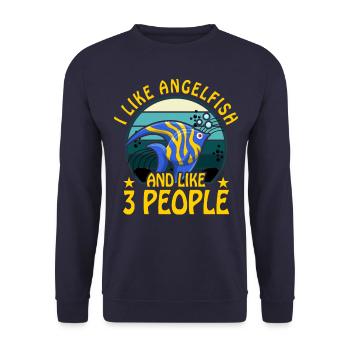 J’aime le poisson-ange et j’aime 3 personnes - Sweat-shirt Unisexe - marine - Devant - Alina (178cm) & Michal (187cm)
