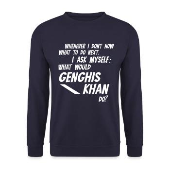 Chaque fois que je ne sais pas ce que Gengis Khan ferait - Sweat-shirt Unisexe - marine - Devant - Alina (178cm) & Michal (187cm)