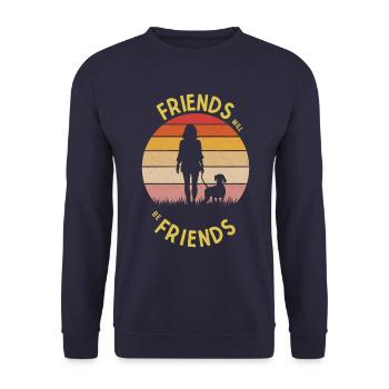 Les amis seront les amis du chien et de la maîtresse - Sweat-shirt Unisexe - marine - Devant - Alina (178cm) & Michal (187cm)