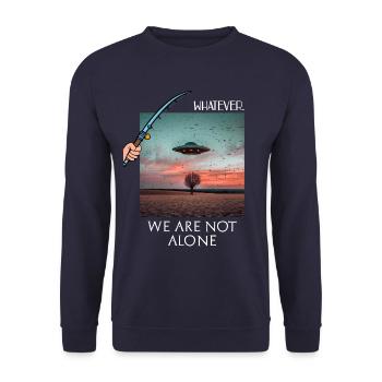 Ufo we are not alone Fake Ufo with Angel Funny - Unisex Sweatshirt - navy - Front - Alina (178cm) & Michal (187cm)