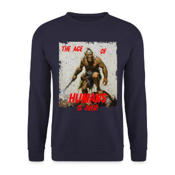 Ork Orc the age of humans is over - Unisex Pullover - Navy - Vorne - Alina (178cm) & Michal (187cm)