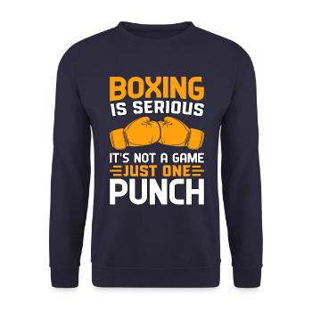La boxe est sérieuse, ce n’est pas un jeu, juste un coup de poing - Sweat-shirt Unisexe - marine - Devant - Alina (178cm) & Michal (187cm)