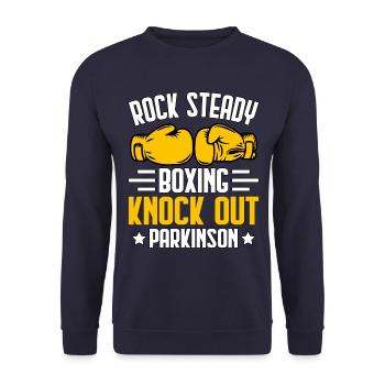 Rock Steady Boxing Knock Out Parkinson - Unisex Sweatshirt - navy - Front - Alina (178cm) & Michal (187cm)
