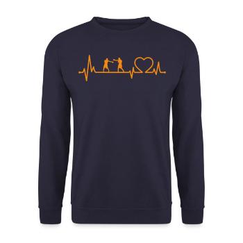 Boxen Herzschlag - Unisex Pullover - Navy - Vorne - Alina (178cm) & Michal (187cm)
