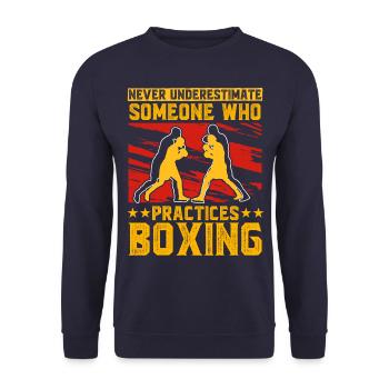 Ne sous-estimez jamais quelqu’un qui pratique la boxe - Sweat-shirt Unisexe - marine - Devant - Alina (178cm) & Michal (187cm)