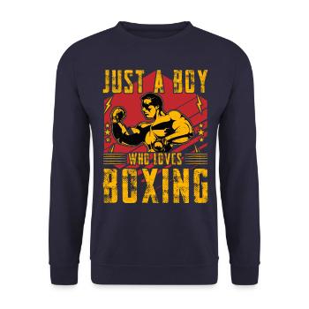 Nur ein Junge, der das Boxen liebt - Unisex Pullover - Navy - Vorne - Alina (178cm) & Michal (187cm)