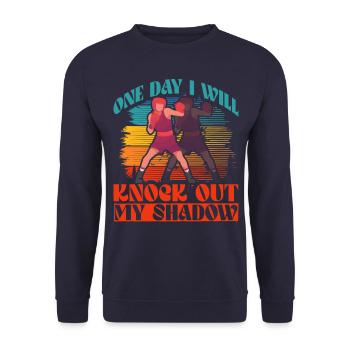 One day I will knock out my Shadow - Unisex Sweatshirt - navy - Front - Alina (178cm) & Michal (187cm)
